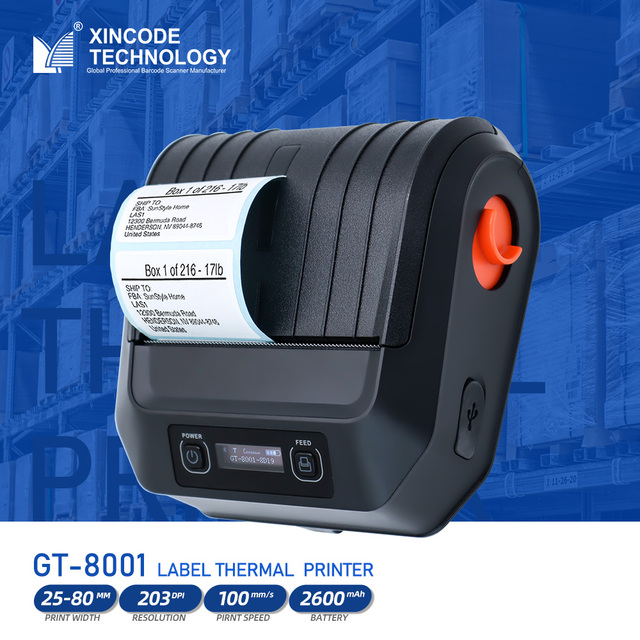 Xincode Factory Mini Portable Thermal Printer GT-8001 Wireless Receipt Sticker 80mm Label Barcode Printer