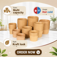 Venta Directa de Fábrica, Tazones de Papel Kraft Desechables Resistentes al Aceite, Guangdong, 400-1200 Tazones para Llevar, Impresión Personalizada Gratuita