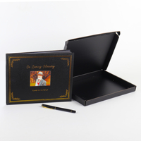Ensemble de stylos de qualité supérieure et signe de table de mémoire Celebration of Life Sign in Book avec livre d'or funéraire à couverture rigide en relief doré