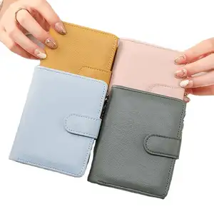 Dompet Lipat dua proteksi tipis gaya Korea, dompet lipat dua pelindung tipis model Korea, dompet hadiah, dompet perjalanan, penyimpan kartu paspor