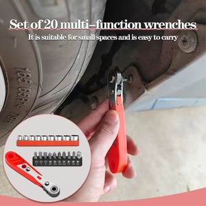 Juego de 20 Piezas de Llaves de Trinquete Mini, Puntas de Destornillador, Varillas de Extensión, Eje Flexible Universal en Forma de L, Reversible - Product Image 4