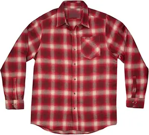 China Factory Flannel Shirts Polyester Blend Fabric Custom Logo Men Wear Flannel Shirts