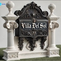 Boîte aux lettres de luxe en marbre sculpté, bronze coulé, pour extérieur, villa, décorative
