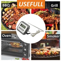 Termometer daging pemeriksaan tunggal Digital kustom, Timer peringatan untuk memasak memanggang BBQ Oven permen instrumen temperatur OEM
