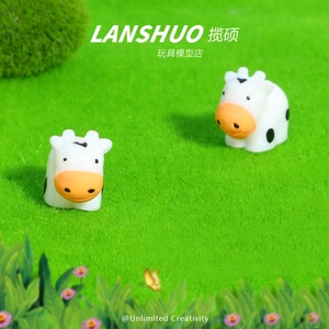 Figura de Vaca Miniatura Lanshuo, Modelo Animal de Resina, Decoración para el Hogar, Juguete - Product Image 3
