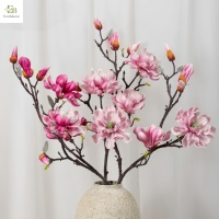 Bunga Ranting Magnolia Buatan Tangan Berkualitas Tinggi Bahan PU, Sentuhan Alami, untuk Dekorasi Pernikahan dan Meja