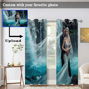 Rideaux avec photo personnalisée, <span class=keywords><strong>texte</strong></span>, logo, taille personnalisée, ensemble de 2 panneaux, cadeaux pour la famille, les amis, décorations festives - Product Image 2