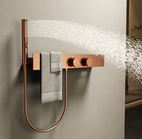 Nouvelle Collection 2026 : Ensemble de Douche Mural Luxe Effet Or Rose Brossé 3 Modes avec Pommeau Pluie – Kit Complet