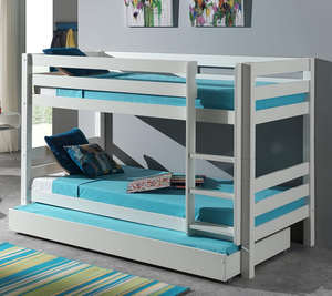 Современная двухъярусная кровать из массива сосны с выдвижным ящиком, разборная, высокая, белая, для детей - Product Image 1