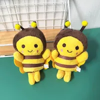 Mini porte-clés abeille Apis Florea en peluche, motif dessin animé Kawaii, doux et moelleux, jouet animal en peluche, pendentif breloque, cadeau durable, jaune + marron foncé