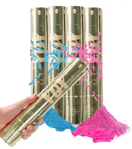 Wholesale Gender Reveal Confetti Powder Cannon Gender Reveal Party Supplies Popper- Smoke Powder & Confetti Sticks Cannons