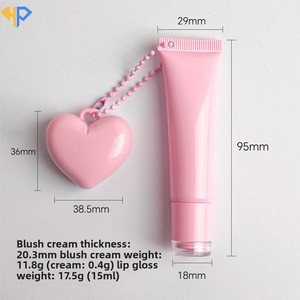 Gloss à lèvres mat hydratant haute pigmentation 15ml, blush changeant de couleur en forme de cœur, porte-clé<span class=keywords><strong>s</strong></span>, végétalien, huile de jojoba, aloe vera - Product Image 4