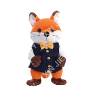 Peluche renard personnalisée en usine, tenue uniforme, jouet en peluche renard de dessin animé, animaux en peluche renard de marque personnalisée, jouet doux renard