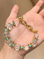 Perles de citrouille en cristal blanc avec une forte rétention de la couleur, accessoires plaqués or 18 carats par électrolyse sous vide, 14 mm, fabriquées au Brésil