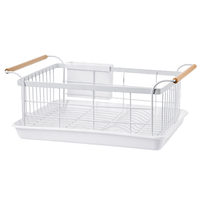Égouttoir à vaisselle blanc lave-linge égouttoir panier étagère de rangement cuisine légumes rangement vaisselle supports d'angle avec manche en bois