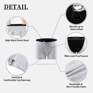 Mutandine Mestruali <span class=keywords><strong>a</strong></span> 4 Strati Anti-Perdita per Flusso Abbondante, Modello Boyshort, ad <span class=keywords><strong>Alta</strong></span> Assorbenza, Riutilizzabili, per la Sicurezza Femminile Durante il Ciclo - Product Image 3