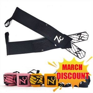 2022 ikat pergelangan tangan latihan silang Logo kustom kebugaran angkat beban bungkus pergelangan tangan Gym hitam crossfit kain Gelang - Product Image 6