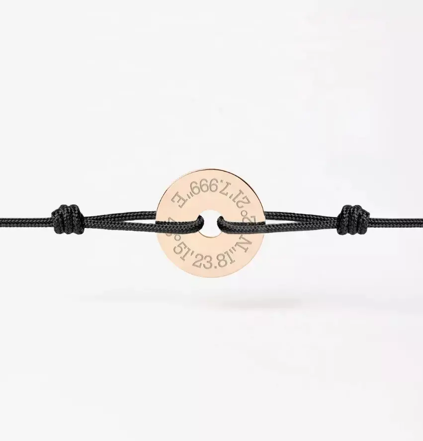 Popular Men's Custom Bracelet Meaning Engraved Word Metal Bracelet Logo Thread Cord Personalized Name Circle Bracelet