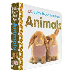 Stampa personalizzata per bambini baby touch and feel libro di cartone libro con copertina rigida di storia inglese animale