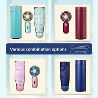 Coffret cadeau d'été avec logo personnalisé, parapluie, mini ventilateur, bouteille isotherme, coffret cadeau promotionnel pour entreprises