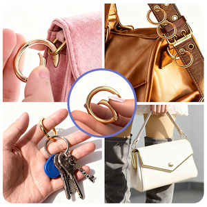 Fashion Gold Zinc Alloy Spring Rings Purse Chain Clasps Hooks <strong>Carabiner</strong> <strong>Clips</strong> DIY Luggage Bag Hardware Accessories for Bags - Product Image 6