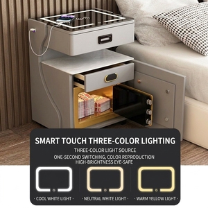 Comodino Intelligente con Cassaforte Integrata, Ricarica Wireless e Luce LED a 3 Colori, <span class=keywords><strong>Tavolino</strong></span> <span class=keywords><strong>da</strong></span> Notte in Vetro Temperato con USB-C per Camera <span class=keywords><strong>da</strong></span> <span class=keywords><strong>Letto</strong></span> - Product Image 3