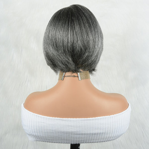 Perruque ZKStraight en <span class=keywords><strong>cheveux</strong></span> humains européens, dentelle française 4x4 transparente, gris, Remy vierge, courte, sans colle, avec ligne de <span class=keywords><strong>cheveux</strong></span> naturelle, densité 150% - Product Image 3