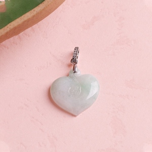 Colgante de Corazón de Jadeíta Natural, Plata de Ley 925, Colgante de Jade Verde, Joyería de Corazón de la Suerte, Regalo para Mujer - Product Image 4