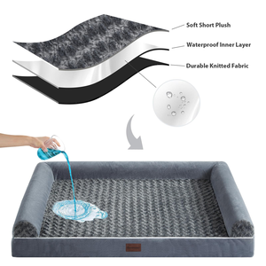 All-Season Detachable Rectangle <b>U</b>-Type Orthopedic Gray Dog Bed Couch with Removable Velvet Cover Washable All-Season Pet Bed - Product Image 3
