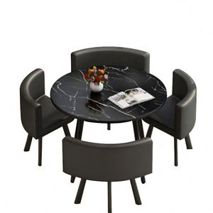 Mesa <span class=keywords><strong>de</strong></span> Comedor Redonda para el Hogar, Mesa <span class=keywords><strong>de</strong></span> Negociación <span class=keywords><strong>de</strong></span> <span class=keywords><strong>Segunda</strong></span> <span class=keywords><strong>Mano</strong></span> para Apartamentos Pequeños, Mesa Redonda Sencilla <span class=keywords><strong>de</strong></span> Estilo Tulipán para Recepción - Product Image 2