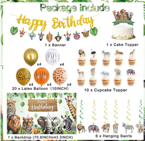 Decoración para Fiesta <span class=keywords><strong>de</strong></span> Cumpleaños con Temática <span class=keywords><strong>de</strong></span> Selva: Pancartas Colgantes, Banderas, Espirales, Guirnaldas, Adorno para Pastel, Adorno para Cupcakes, Globos <span class=keywords><strong>de</strong></span> Helio, Regalos - Product Image 4