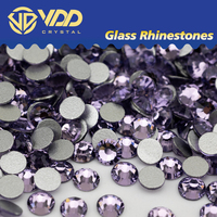 Strass en verre VDD 034 Violet SS4-SS50, cristaux à dos plat, non thermocollants, pierres de diamant pour nail art et accessoires DIY