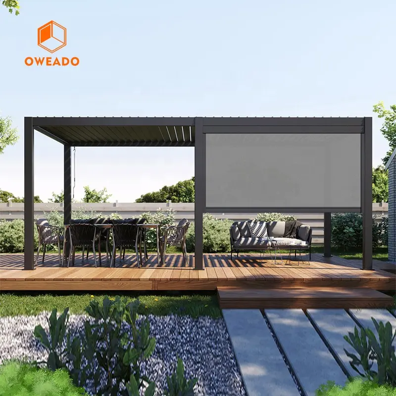 Oweado Aluminium Rollläden Zebra Jalousien Stoff Wasserdicht Custom ized Pergola Outdoor Dekoration