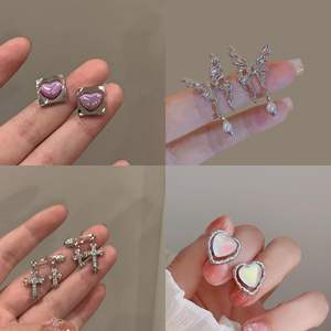 2025 nouvelle mode nœud papillon Zircon boucles d'oreilles perle Roses fleur femmes pendentif argent boucles d'oreilles Simple bijoux accessoires cadeaux - Product Image 3