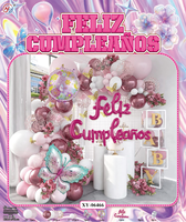 Papillon Thème Latex Couleur Ballon Ensembles Violet Rose Guirlande Arc Kit Espagnol Fête D'anniversaire Décorations Fournitures