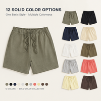 Vente directe d'usine, shorts décontractés pour hommes, couleur unie, coton, taille élastique, cordon de serrage, shorts de plage d'été, logo personnalisé