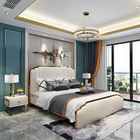 Ensembles de chambre à coucher de lit Super King Size au design moderne populaire meubles de luxe maison 180x200 lit en cuir double rembourré à cadre en bois