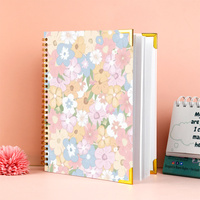 Planificateur de Journal de fleurs personnalisé en spirale avec coins Dossiers de classe hebdomadaires mensuels pour étudiants et cahier de plan de leçon