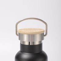 Bouteille d'eau isotherme en acier inoxydable de 750 ml, couleur violette, pour le sport, la gym, le cyclisme, les voyages, avec bouchon à poignée en bambou
