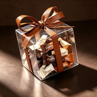 Boîte d'emballage carrée transparente en PET pour bonbons mous - Emballage extérieur pliable en PVC recyclable, personnalisable, imprimé en couleur pour petites collations