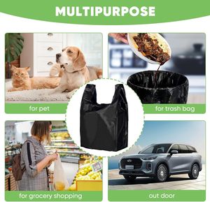 LainNeala, paquete de 300, bolsas de plástico para camisetas de comestibles para pequeñas empresas, asas negras de 11,5x6,5x21 pulgadas para restaurantes y compras - Product Image 5