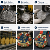 Medalla de metal 3D personalizada para corredores de Navidad, con forma de corona, esmaltada, para finalistas de carreras virtuales, con temática festiva y cinta.