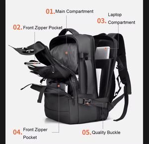 Sac à dos de voyage personnalisé pour homme, simple, grande capacité, extensible, en tissu Oxford, haut de gamme, sac à dos pour ordinateur portable - Product Image 4