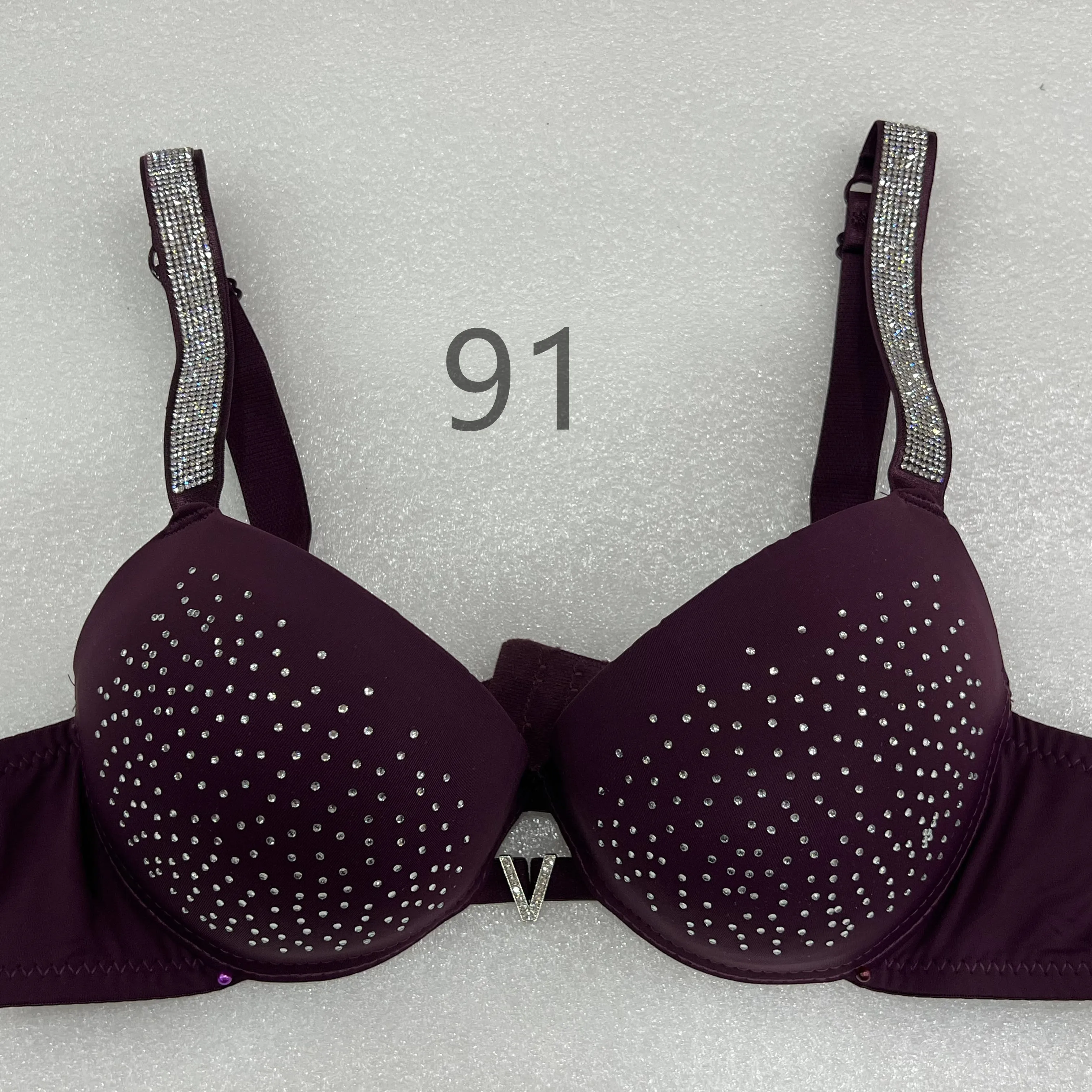 Vendita calda donne sexy diamanti reggiseno e slip set a forma di V diamanti metallici biancheria intima delle donne