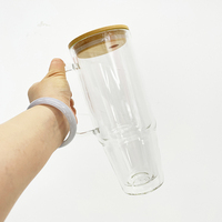 Blancs étanches Sublimation Double paroi gobelet clair livraison gratuite 32oz 40oz verre Snowglobe tasses tasses avec trou pré-percé