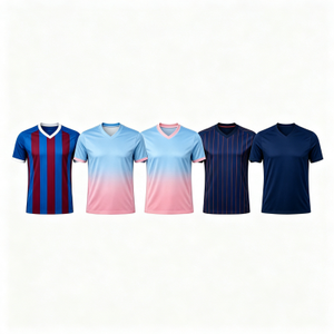 Camiseta de Fútbol Personalizada Estilo <span class=keywords><strong>Barcelona</strong></span> 100% Poliéster de Secado Rápido y Transpirable de Manga Corta Unisex Uniforme de Entrenamiento - Product Image 1
