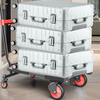 Chariot à main pliable portable à quatre roues en acier, plateforme de transport, outils de shopping, poignée de bagage personnalisable OEM, robuste, capacité 180 kg