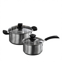 Marmite de restauration en acier inoxydable avec couvercle en verre, trou de vapeur, compatible tous feux y compris induction, base triple diffuseur, passe au four et au lave-vaisselle