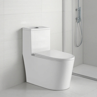 WC monobloc moderne en céramique blanc brillant, chasse d'eau Tornado, nettoyage facile, double bouton supérieur, siège allongé à fermeture douce, siphon en P, siphon en S, pour installation au sol