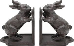 Sujetalibros de conejo de Metal marrón antiguo, estante decorativo antideslizante de hierro fundido de alta resistencia, decoración de <span class=keywords><strong>muebles</strong></span> Vintage - Product Image 5